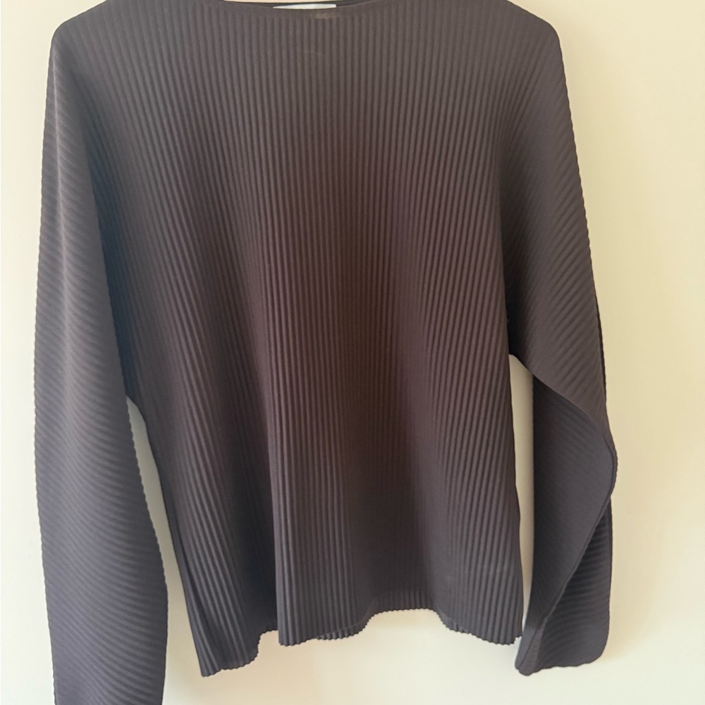 COS pleated/ribbed long sleeve blouse
